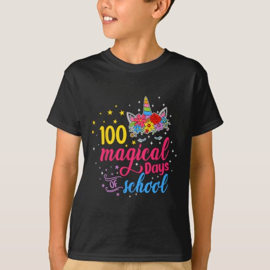 100魔法の日ユニコーン子供の衣装100日目 Tシャツ (正面)