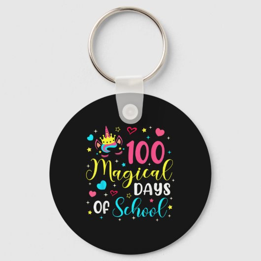 100魔法の日100th Day Of School Unicorn Girls キーホルダー (正面)