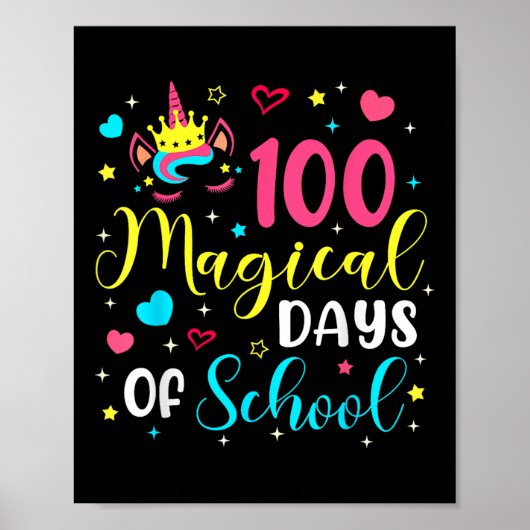 100魔法の日100th Day Of School Unicorn Girls ポスター (正面)