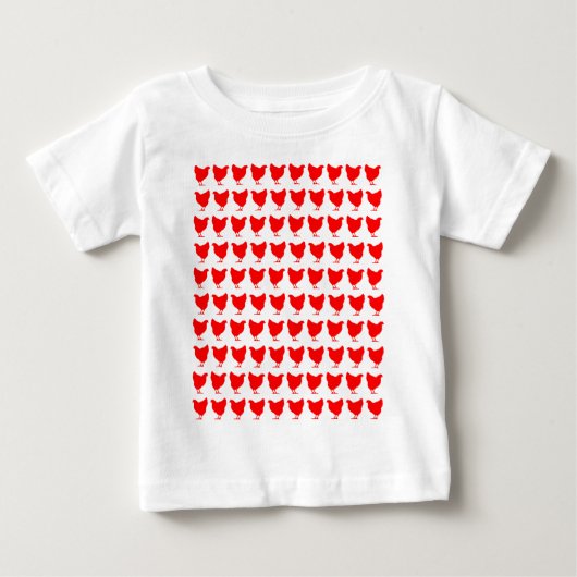 100鶏 – 赤 ベビーTシャツ (正面)