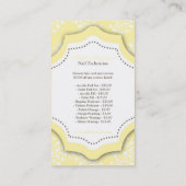 100黄色いダマスク織のネイリストの名刺 名刺 (裏面)