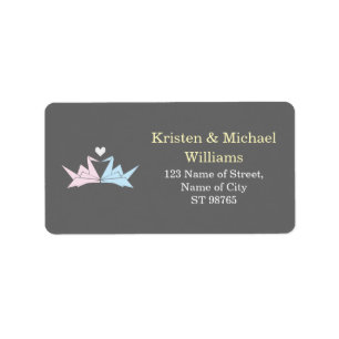 1000のぶら下がった折り紙紙ク結婚レーン(灰色) ラベル