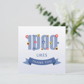 1000の同類はemojiおよびハートとの感謝していしています サンキューカード (スタンド正面)