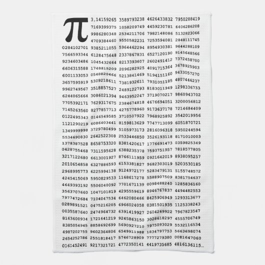 1000の最初の桁のPi番号 |数学記号 キッチンタオル (縦)