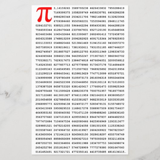 1000の最初の桁のPi番号 |数学記号 チラシ (正面)