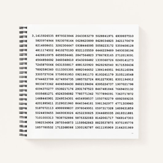 1000の最初の桁のPi番号 |数学記号 ノートブック (正面)