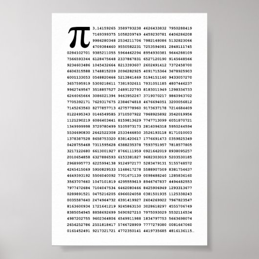 1000の最初の桁のPi番号 |数学記号 ポスター (正面)
