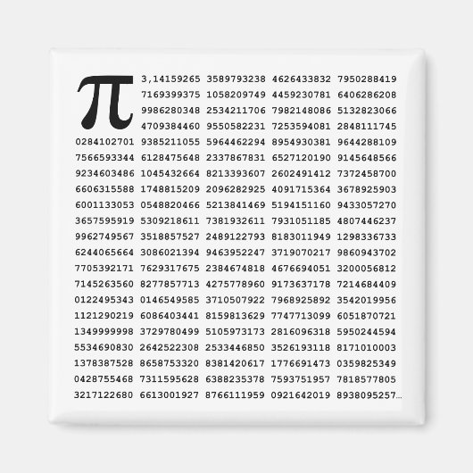 1000の最初の桁のPi番号 |数学記号 マグネット (正面)