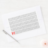 1000の最初の桁のPi番号 |数学記号 長方形シール (封筒)