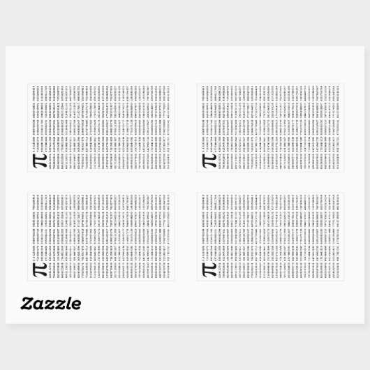 1000の最初の桁のPi番号 |数学記号 長方形シール (シート)