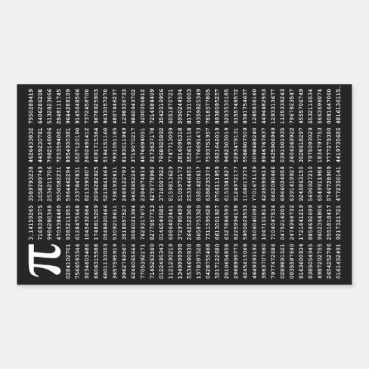 1000の最初の桁のPi番号 |数学記号 長方形シール (正面)