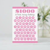 1000の節約チャレンジピンク52週間カードを挿入 エンクロージャーカード (スタンド正面)