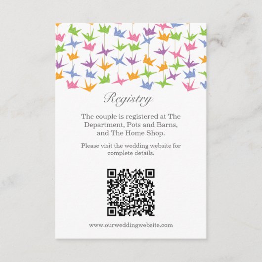 1000ぶら下がったの折り紙紙ク結婚レーン エンクロージャーカード (正面)