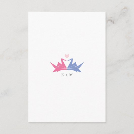 1000ぶら下がったの折り紙紙ク結婚レーン エンクロージャーカード (裏面)