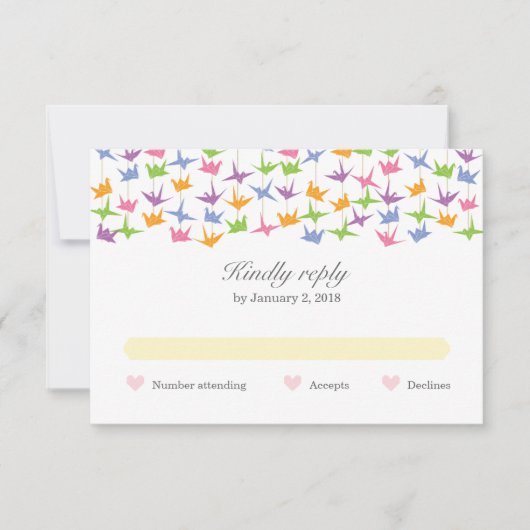 1000ぶら下がったの折り紙紙ク結婚レーン 出欠カード (正面)