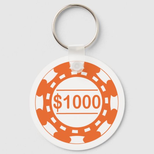 $1000カジノチップオレンジキーチェーン キーホルダー (正面)