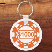 $1000カジノチップオレンジキーチェーン キーホルダー (正面)