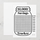 1000ドル貯蓄トラッカー メイソンジャー 貯蓄目標シート 招待状 (正面/裏面)