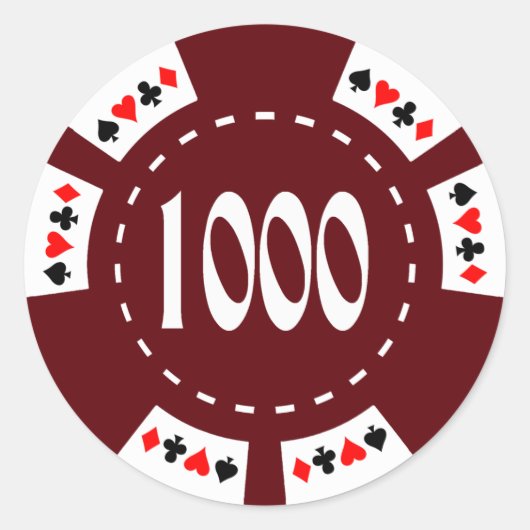 1000ドル。ポーカーチップ ラウンドシール (正面)