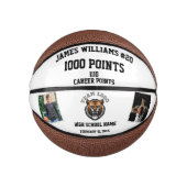 1000ポイントのマイルストーン(写真カスタム付き) ミニバスケットボール (正面)