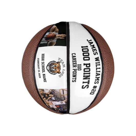 1000ポイントのマイルストーン(写真カスタム付き) ミニバスケットボール (縦)