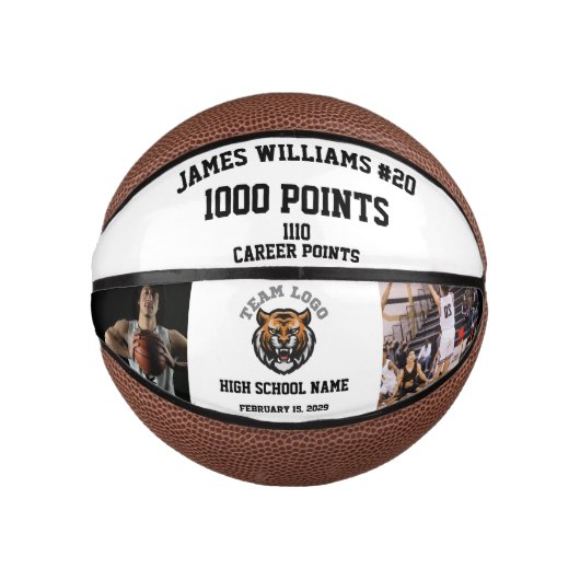 1000ポイントのマイルストーン(写真カスタム付き) ミニバスケットボール (正面)