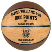 1000ポイント名前をカスタムする、チームロゴ、ジャージー番号 バスケットボール (正面)