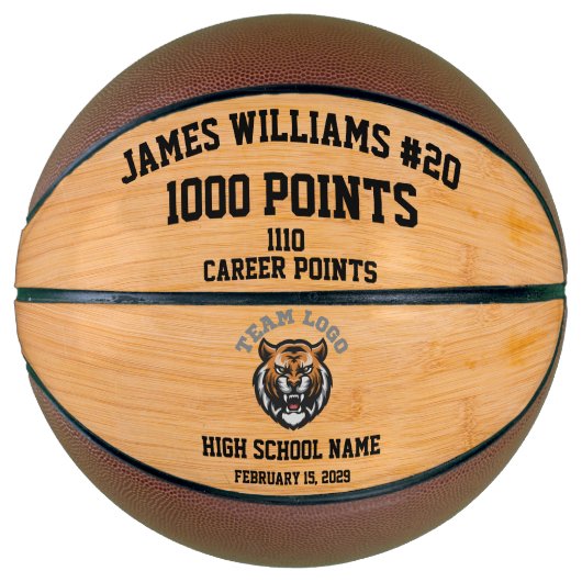 1000ポイント名前をカスタムする、チームロゴ、ジャージー番号 バスケットボール (正面)