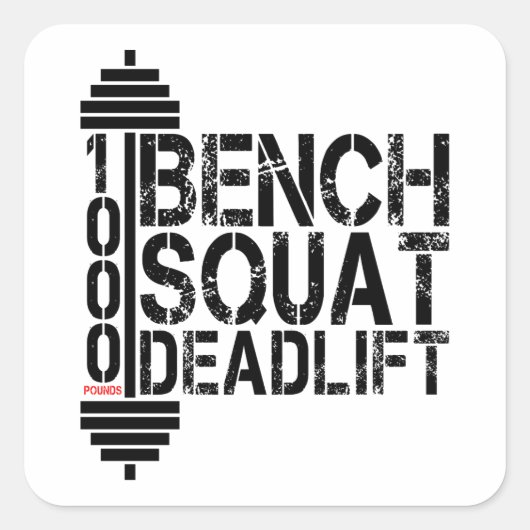 1000ポンドBench Squat Deadlift Powerliftフィットネス スクエアシール (正面)