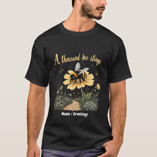 1000匹の蜂が刺すはっきりしたデザイン Tシャツ (正面)