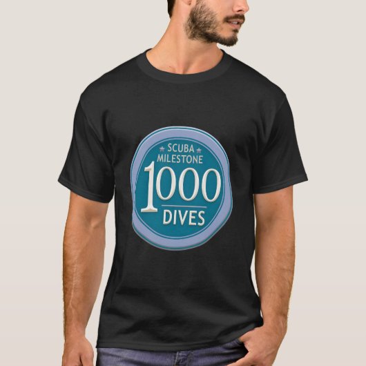 1000回潜水記念 スキューバダイビングの軌跡 Tシャツ (正面)