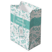 1000番目のティール（緑がかった色）乱数パターン ミディアムペーパーバッグ (正面アングル)