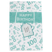 1000番目のティール（緑がかった色）乱数パターン ミディアムペーパーバッグ (正面)