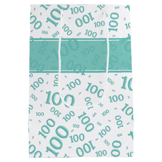 1000番目のティール（緑がかった色）乱数パターン ミディアムペーパーバッグ (裏面)