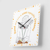 1000読の夢を生きる スクエア壁時計 (傾斜)