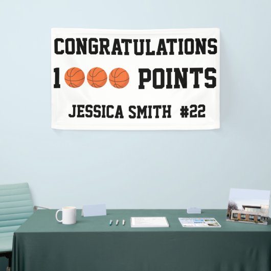 1000 Basketball Points Career Scorer Team Player  横断幕 (トレードショー)