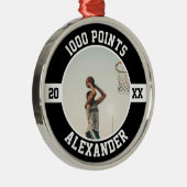 1000 Career Points Basketball Scorer Milestone メタルオーナメント (右)