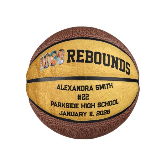1000 Rebounds Career Milestone Player Team Golden ミニバスケットボール (正面)