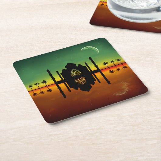 1001オリエンタルナイトリフレクション スクエアペーパーコースター (アングル)