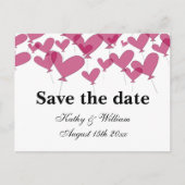 1001赤いハートバルーンの日付結婚を保存 ポストカード (正面)