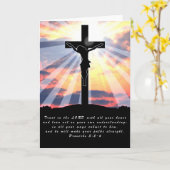 10015聖書の詩の諺の3:5 - 6人のキリストの十字 カード (黄色い花)