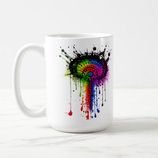1005 Groovy Rainbow Inkblot コーヒーマグカップ (左)