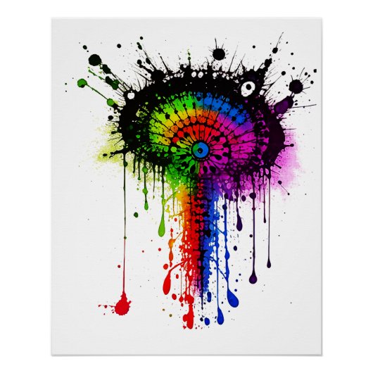 1005 Groovy Rainbow Inkblot ポスター (正面)