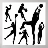 10097-netball-silhouette-vector SPORTS NET BALL PE ポスター (正面)