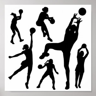 10097-netball-silhouette-vector SPORTS NET BALL PE ポスター