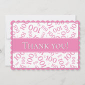 100 「ありがとう!」 ピンクと白の数値パターン サンキューカード (正面)