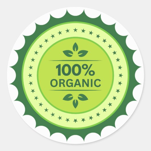 100%のオーガニックステッカー ラウンドシール (正面)