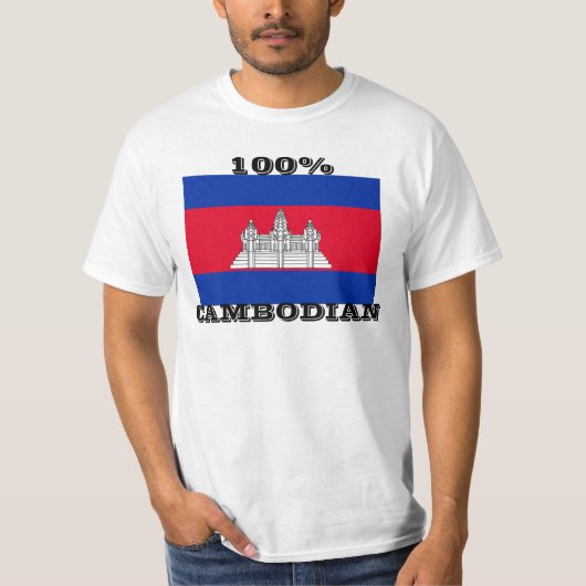 100%のカンボジア人のワイシャツ Tシャツ (正面)