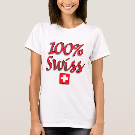 100%のスイス人によって合われるワイシャツ Tシャツ (正面)