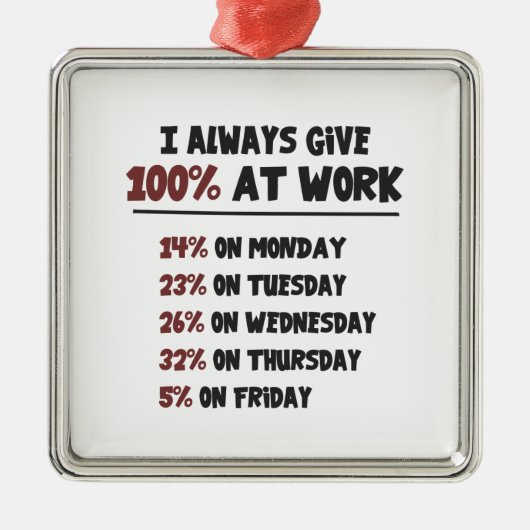 100%の作業 メタルオーナメント (正面)